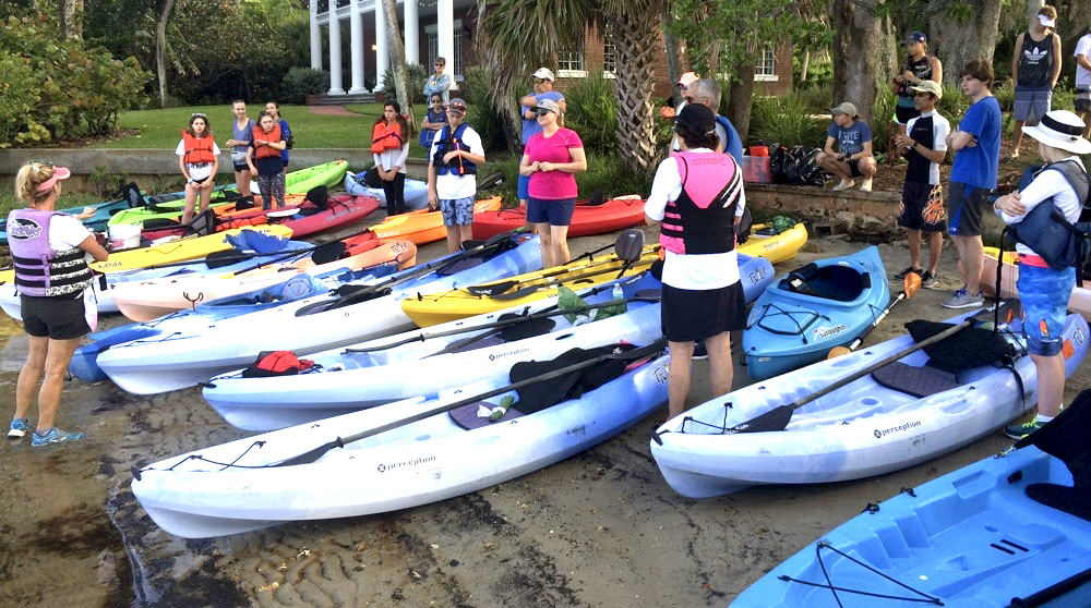 Jim Neville Preserve Cleanup Showing Kayaks And Volunteers On The Launch Point