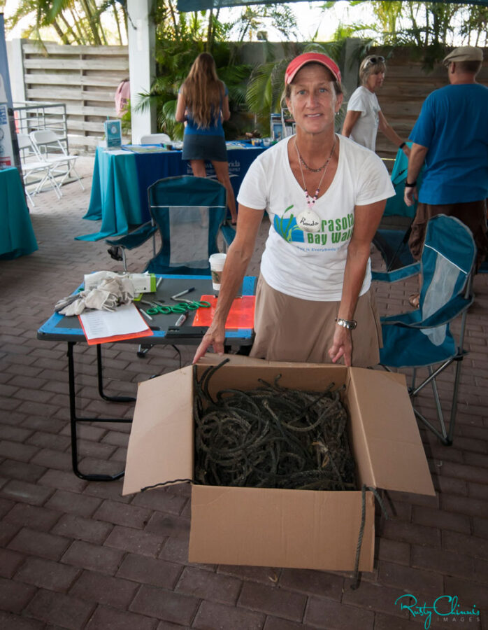 Ronda With A Box Of Marine Debris Collected By Sarasota Bay Watch On World Ocean Day 2016