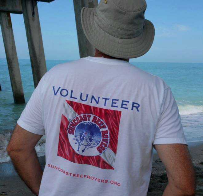 Suncoast Reef Rovers Volunteer With Reef Rovers T Shirt At Venice Pier